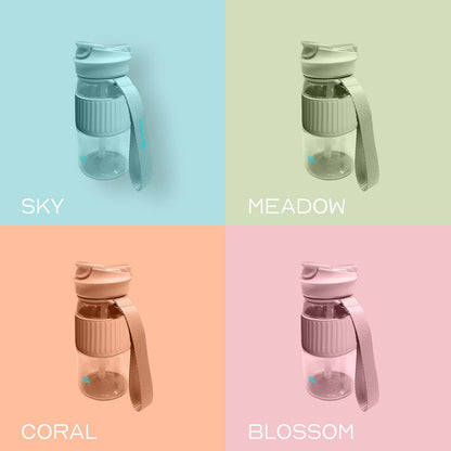 Quencha 500ML Kids Travel Water Bottle Built-in Straw Dual Spout Leak-Proof