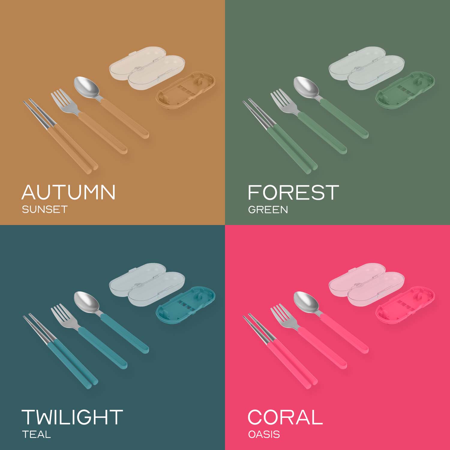 QUENCHA  Portable Cutlery Set, Collapsible Travel Utensils