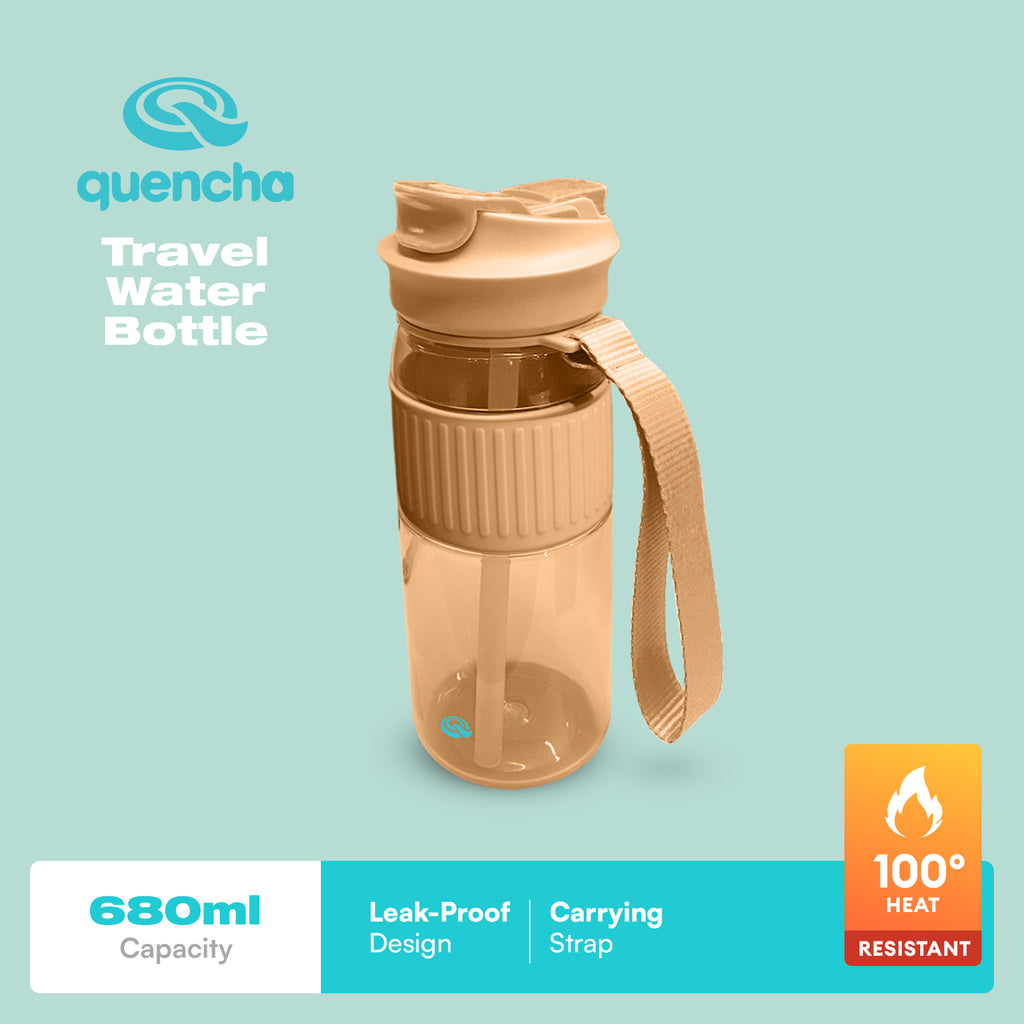 Quencha 680ML Travel Water Bottle Built-in Straw Dual Spout Leak-Proof