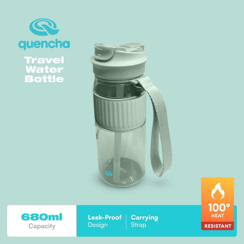 Quencha 680ML Travel Water Bottle Built-in Straw Dual Spout Leak-Proof