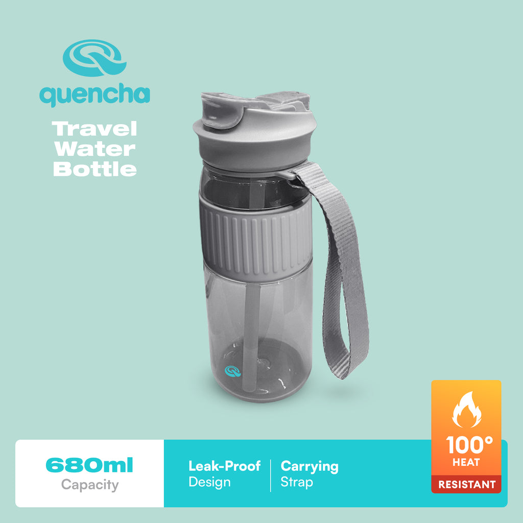 Quencha 680ML Travel Water Bottle Built-in Straw Dual Spout Leak-Proof