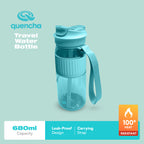Quencha 680ML Travel Water Bottle Built-in Straw Dual Spout Leak-Proof