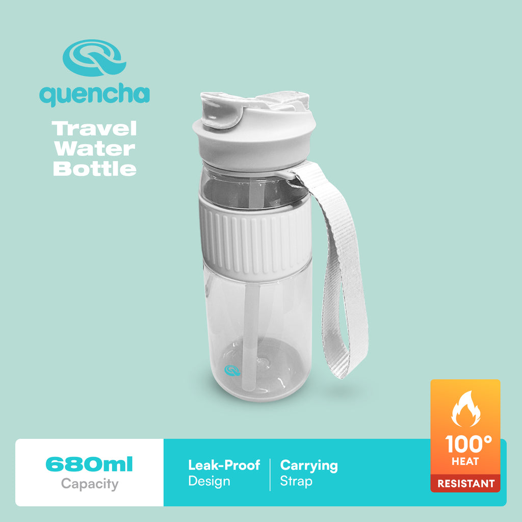 Quencha 680ML Travel Water Bottle Built-in Straw Dual Spout Leak-Proof