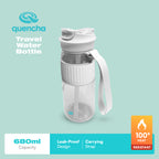 Quencha 680ML Travel Water Bottle Built-in Straw Dual Spout Leak-Proof