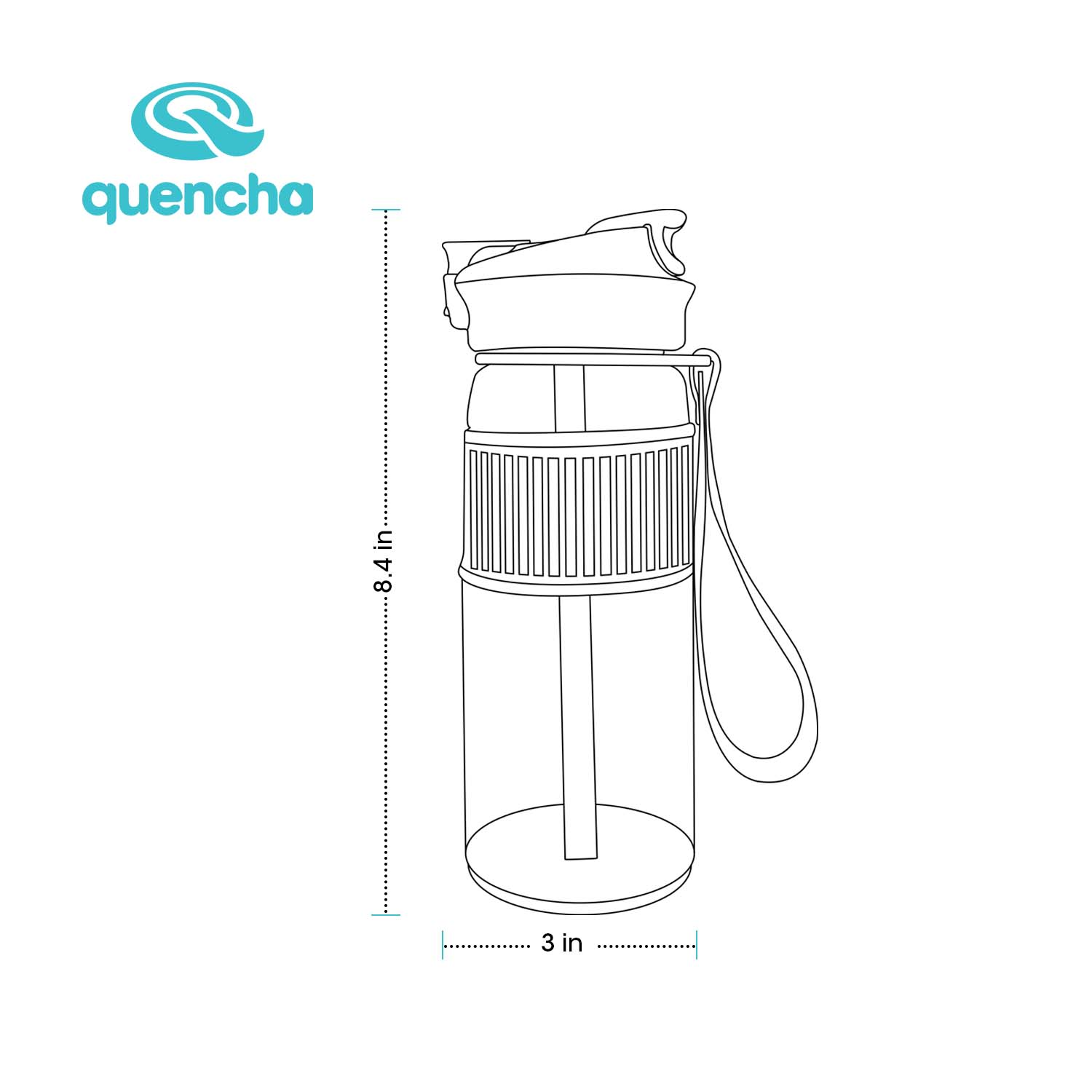 Quencha 680ML Travel Water Bottle Built-in Straw Dual Spout Leak-Proof