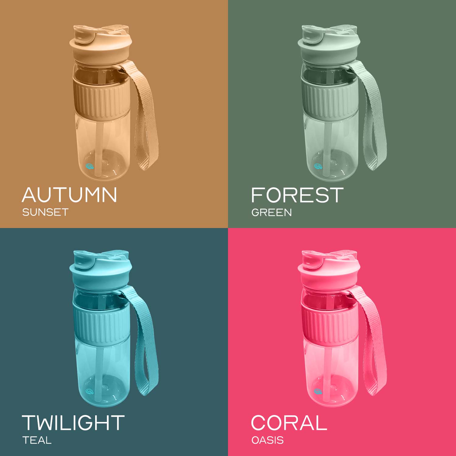 Quencha 680ML Travel Water Bottle Built-in Straw Dual Spout Leak-Proof