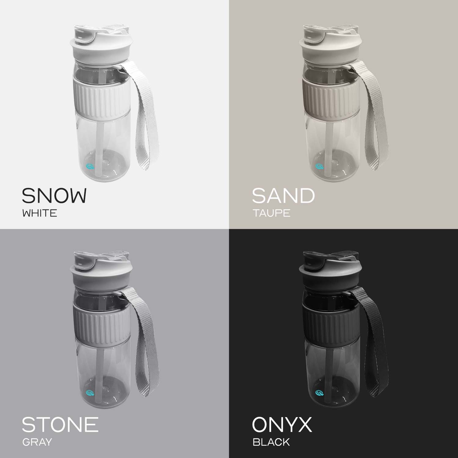 Quencha 680ML Travel Water Bottle Built-in Straw Dual Spout Leak-Proof