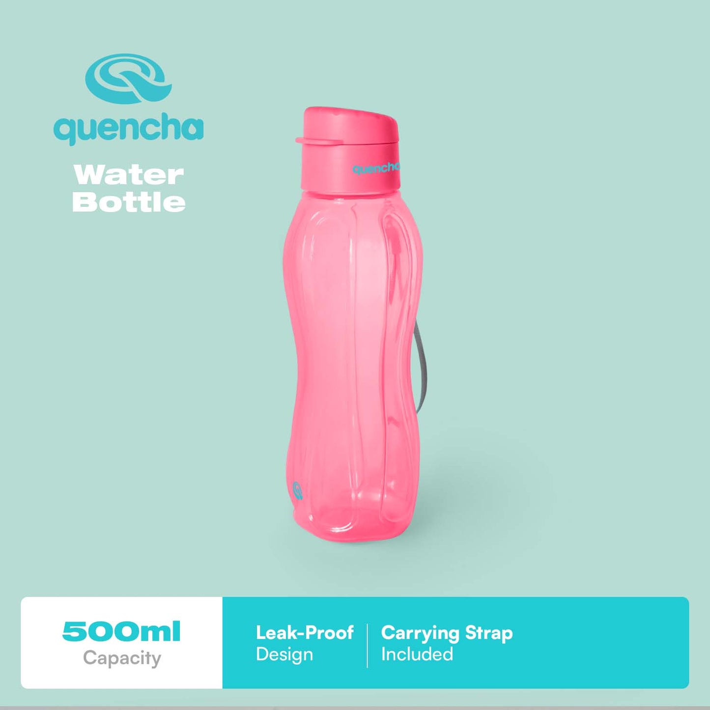 QUENCHA 17oz & 37oz Flip Cap Plastic Water Bottle