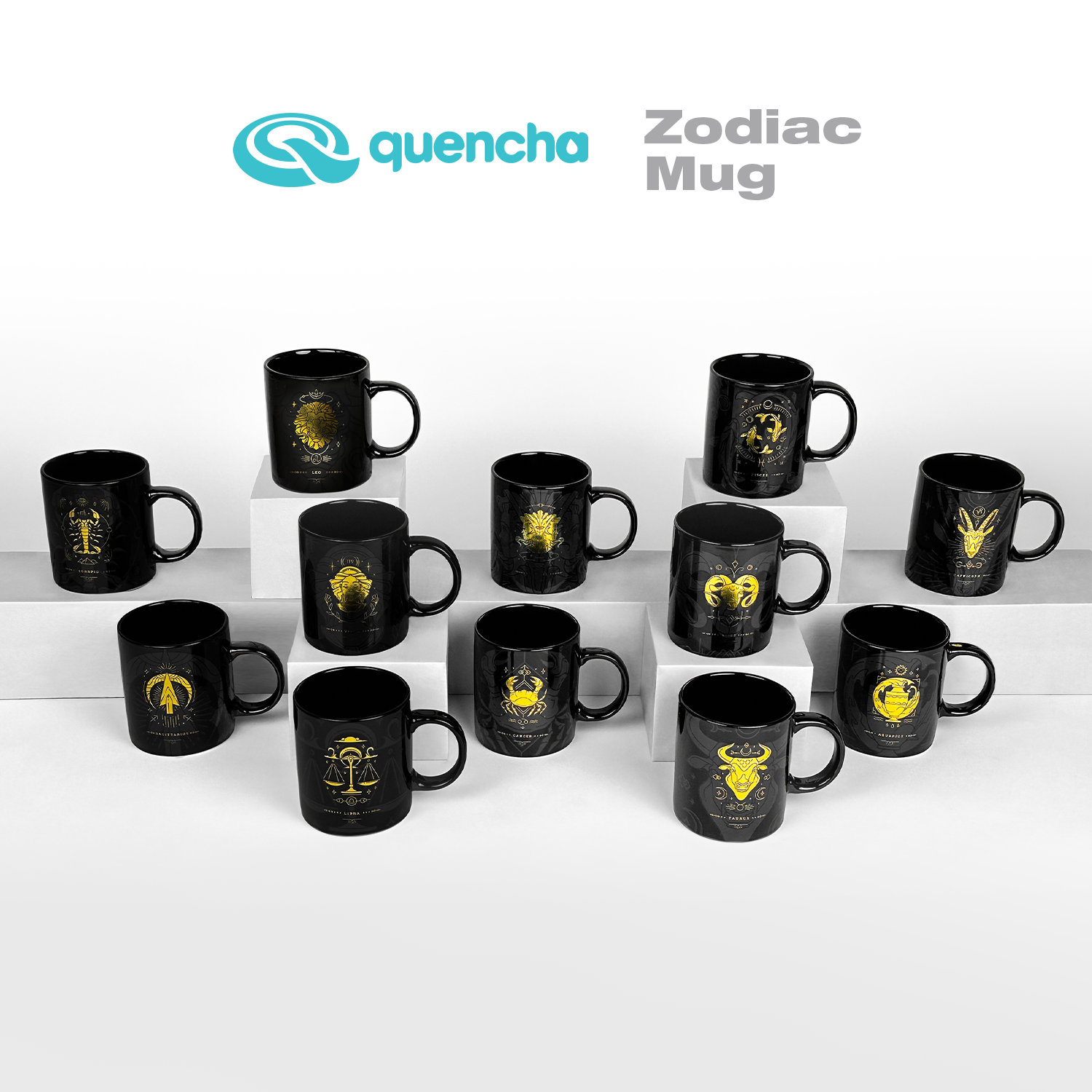 Quencha 325ml Chip Resistant Coffee Mug with Zodiac Design Porcelain Coffee Cup