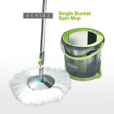 SCRUBZ Premium Microfiber 360ᴼ Spin Mop with Single Bucket