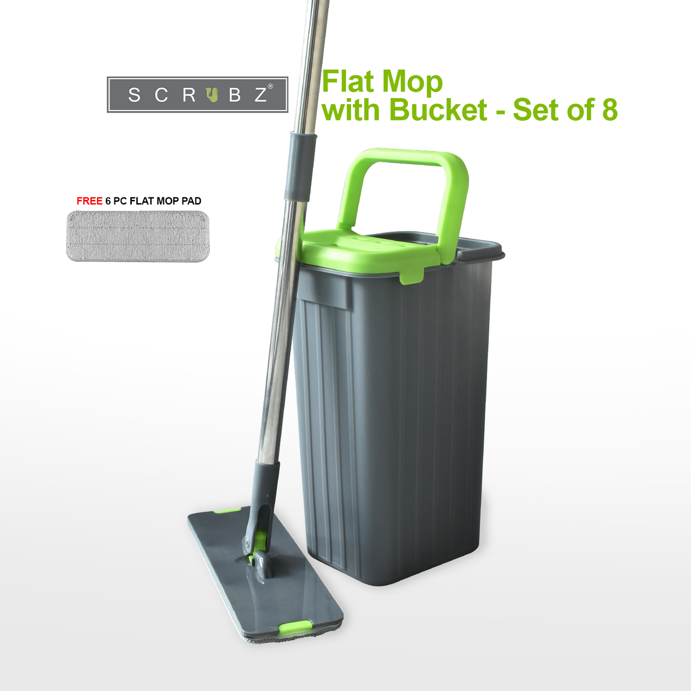 SCRUBZ Premium Microfiber 360ᴼ Flat Mop with Bucket Set of 6