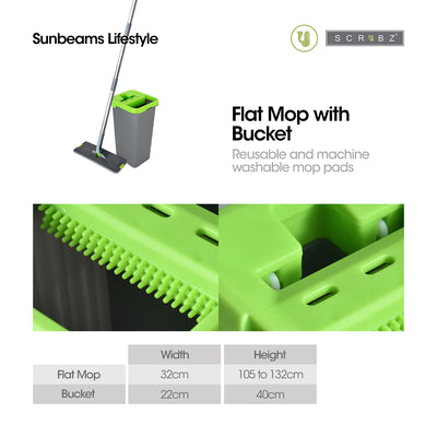 SCRUBZ Premium Microfiber 360ᴼ Flat Mop with Bucket