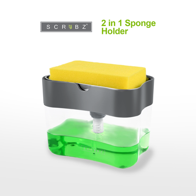 SCRUBZ Premium 2-in-1 Sponge Holder w/ Soap Dispenser