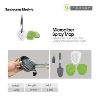 SCRUBZ Spray Duster Set Chenille Cloth Pad & Microfiber Duster