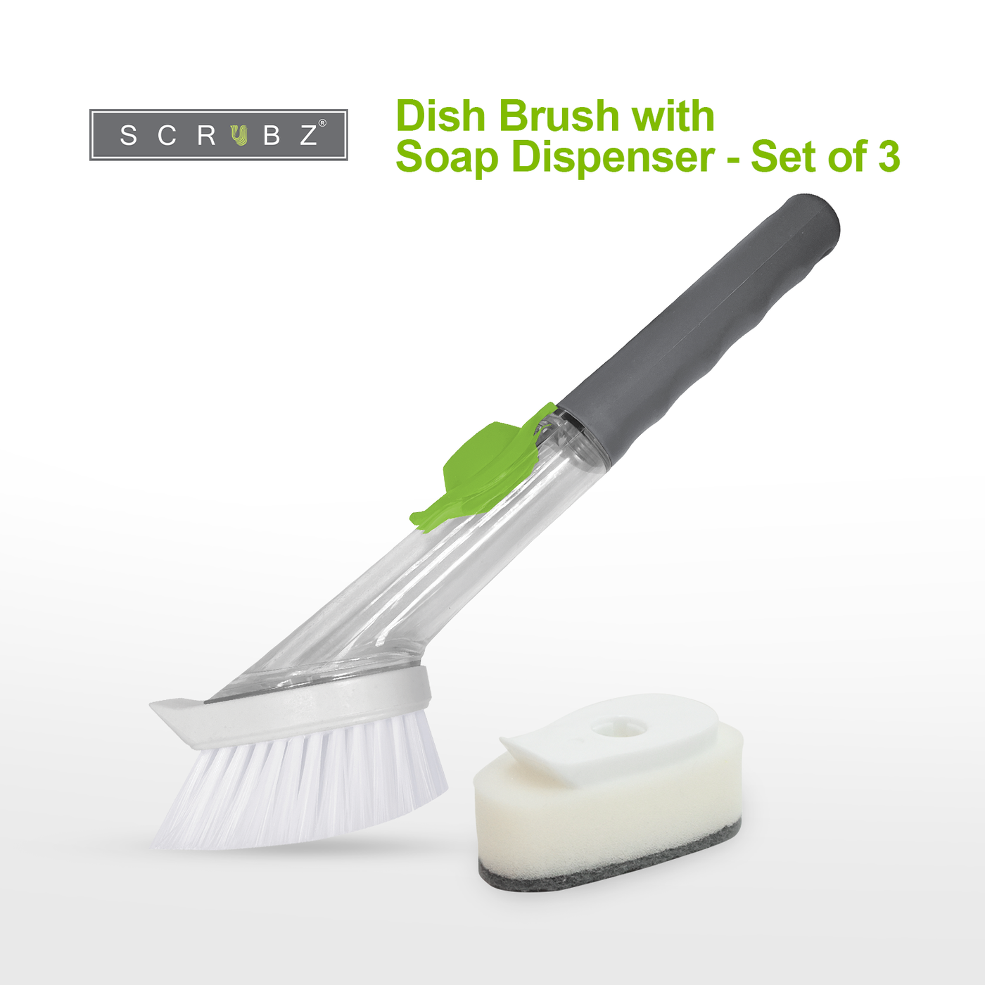 SCRUBZ Dish Brush & Sponge with Soap Dispenser