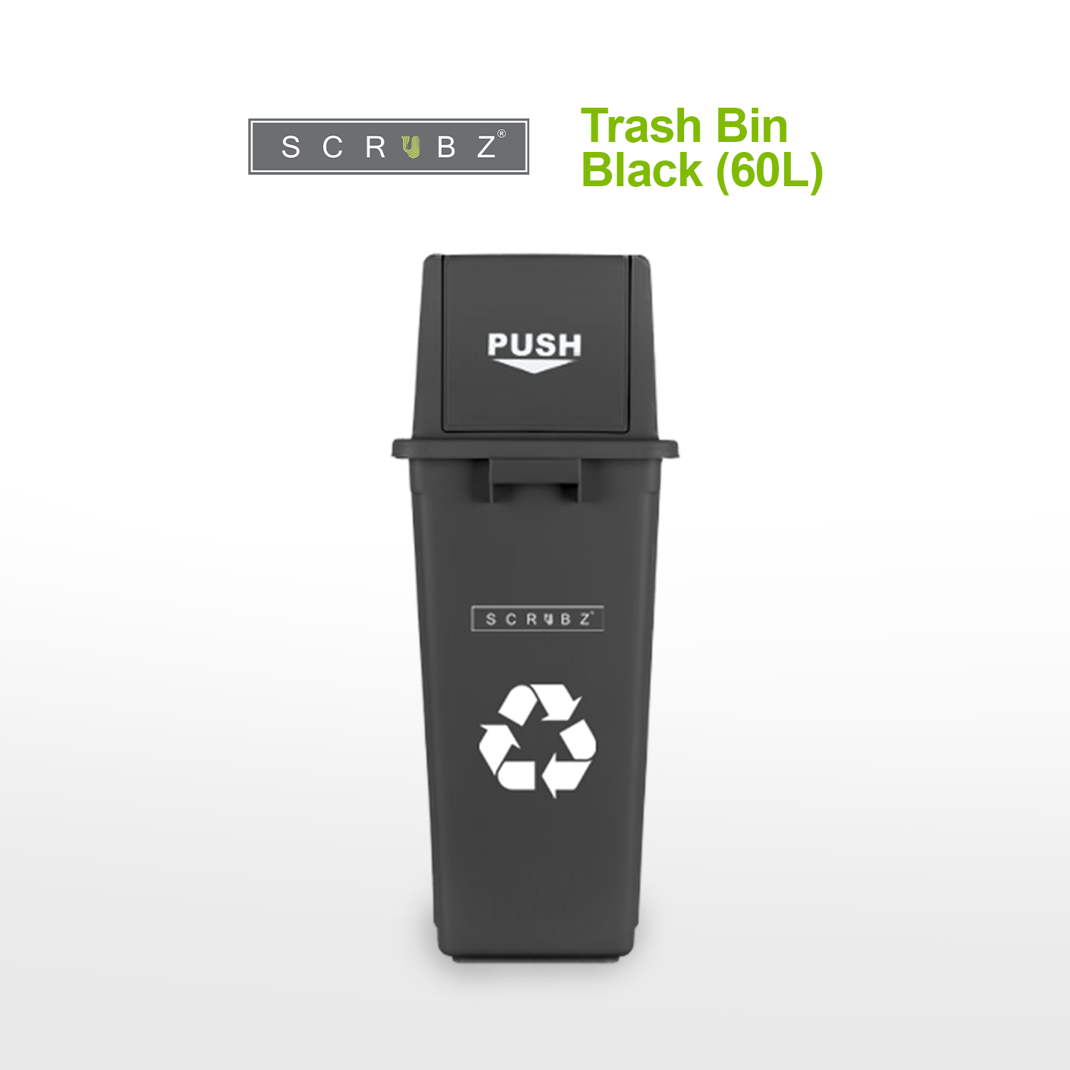 SCRUBZ Trash Bin Swing Top Open PP Plastic 60L