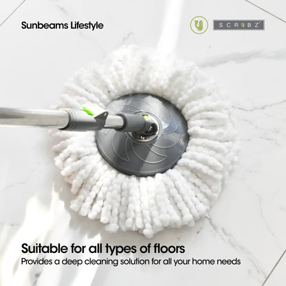 SCRUBZ Premium Microfiber 360ᴼ Stainless Steel Spin Mop