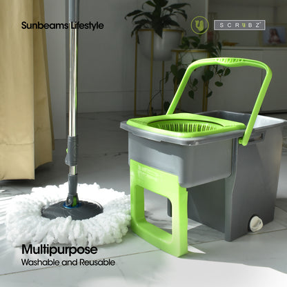 SCRUBZ Premium Microfiber 360ᴼ Stainless Steel Spin Mop