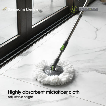 SCRUBZ Premium Microfiber 360ᴼ Stainless Steel Spin Mop