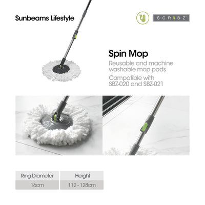 SCRUBZ Premium Microfiber 360ᴼ Stainless Steel Spin Mop