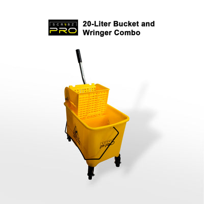 SCRUBZ Pro Bucket 20 Liter and Wringer Combo Janitorial Cart