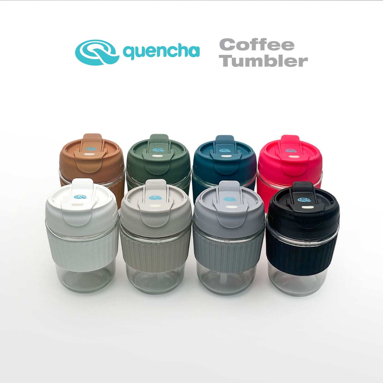 Quencha 12oz Glass Coffee Tumbler with Built-in Straw