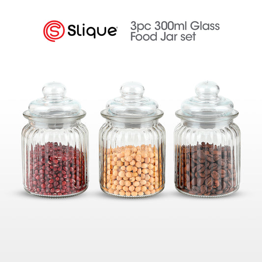 SLIQUE Glass Jar w/ Glass Lid | Ceramic Lid | Aluminum Lid [Set of 3]
