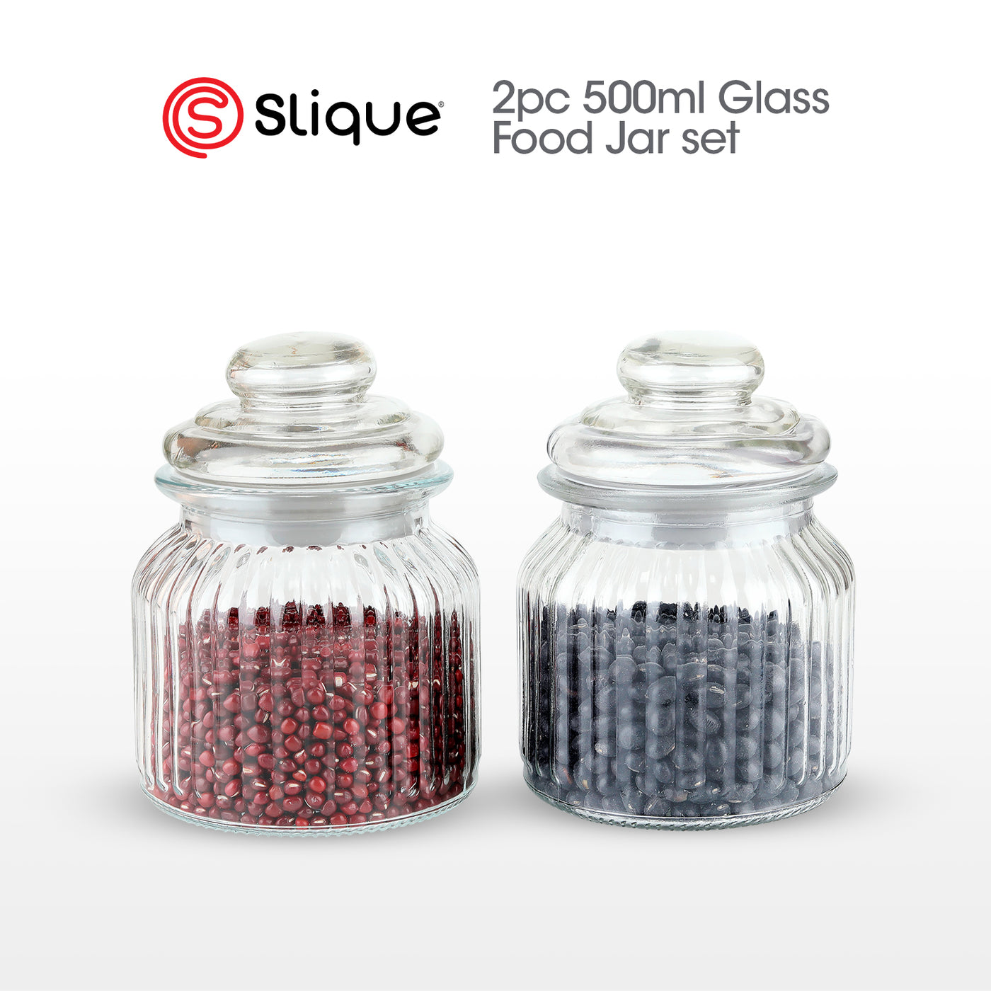 SLIQUE Premium Glass Jar w/ Glass Lid Airtight 1000ml|1L Set of 2