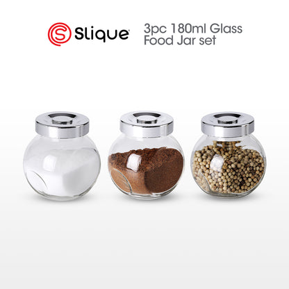 SLIQUE Glass Jar w/ Glass Lid | Ceramic Lid | Aluminum Lid [Set of 3]
