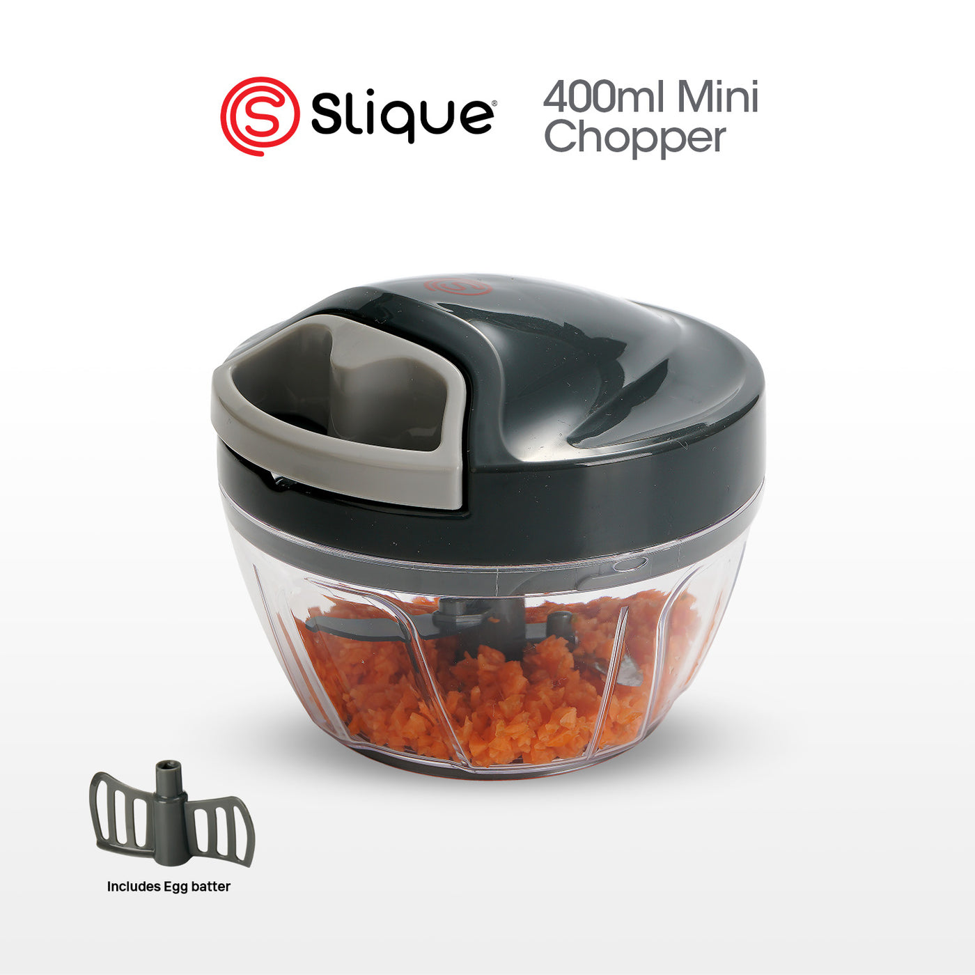 SLIQUE Premium Anti-Slip Base Mini Chopper w/ Extra Blade 400ml | 0.4L