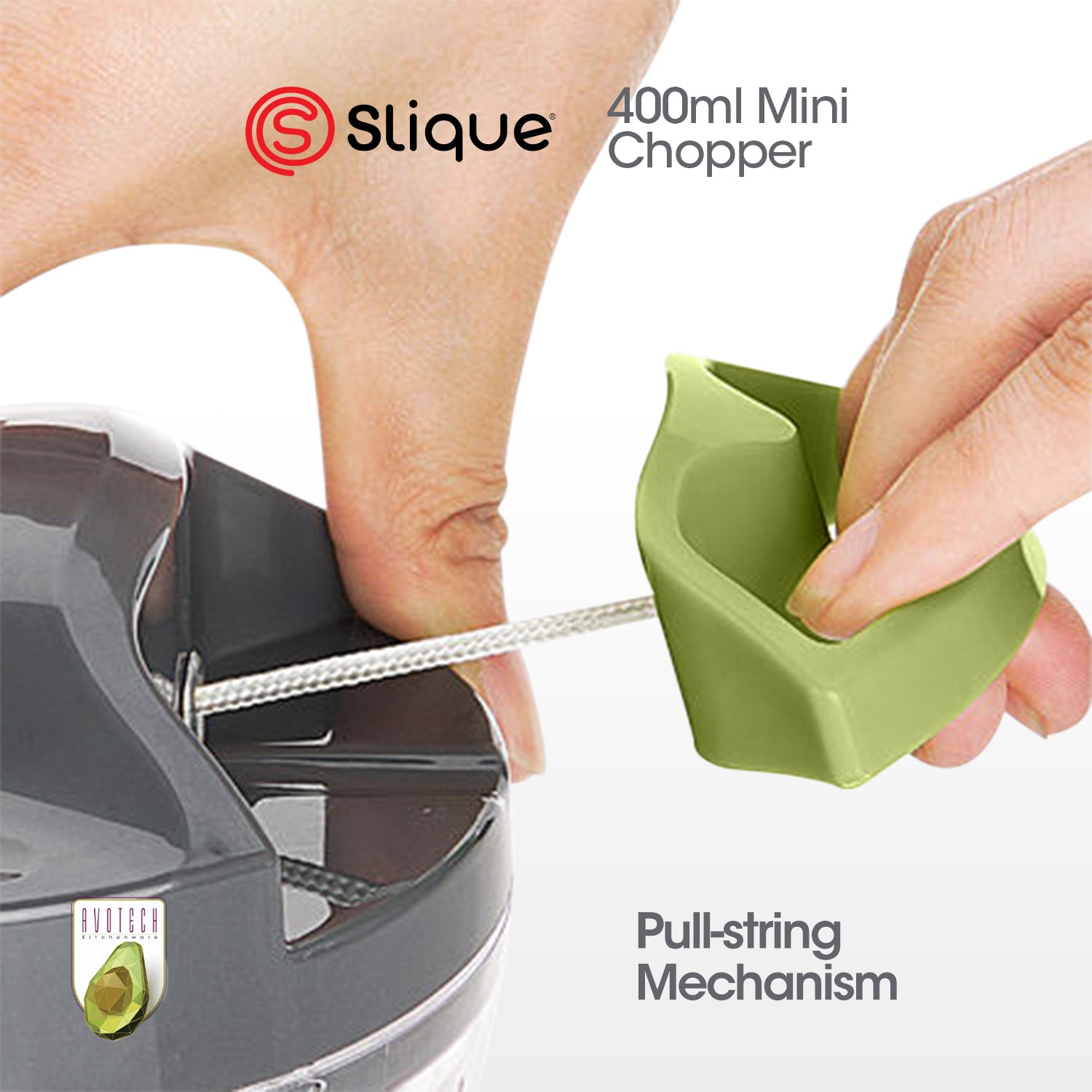 SLIQUE Avotech Anti-Slip Base Mini Chopper w/ Extra Blade 400ml | 0.4L