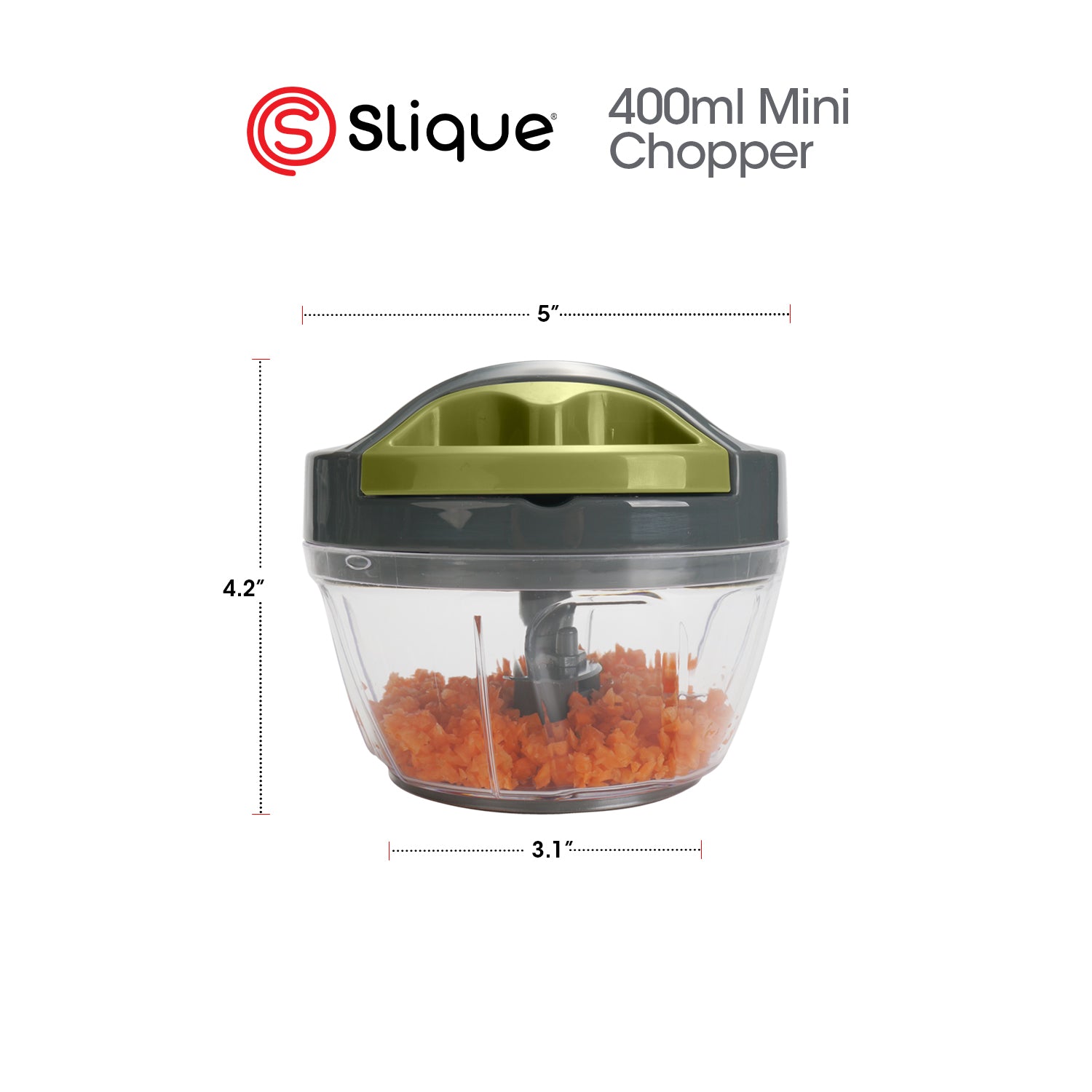 SLIQUE Avotech Anti-Slip Base Mini Chopper w/ Extra Blade 400ml | 0.4L