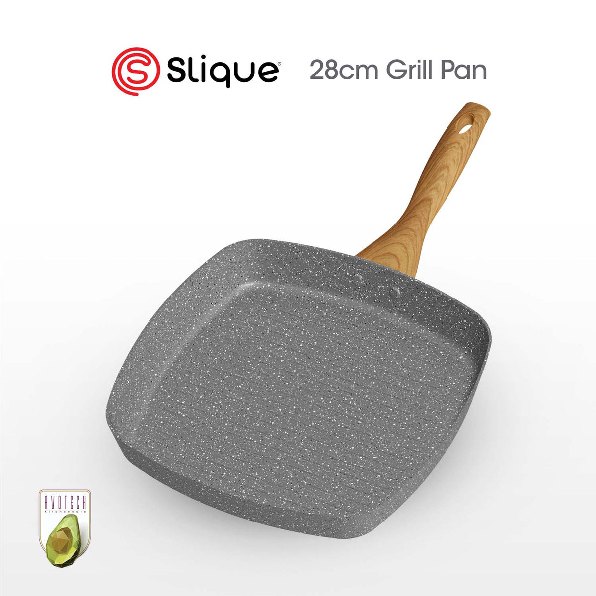 SLIQUE Avotech Marble Non-Stick Cookware – Fry Pan, Saucepan & Dutch Oven (16–28cm) | Induction Base | Scratch-Resistant Coating