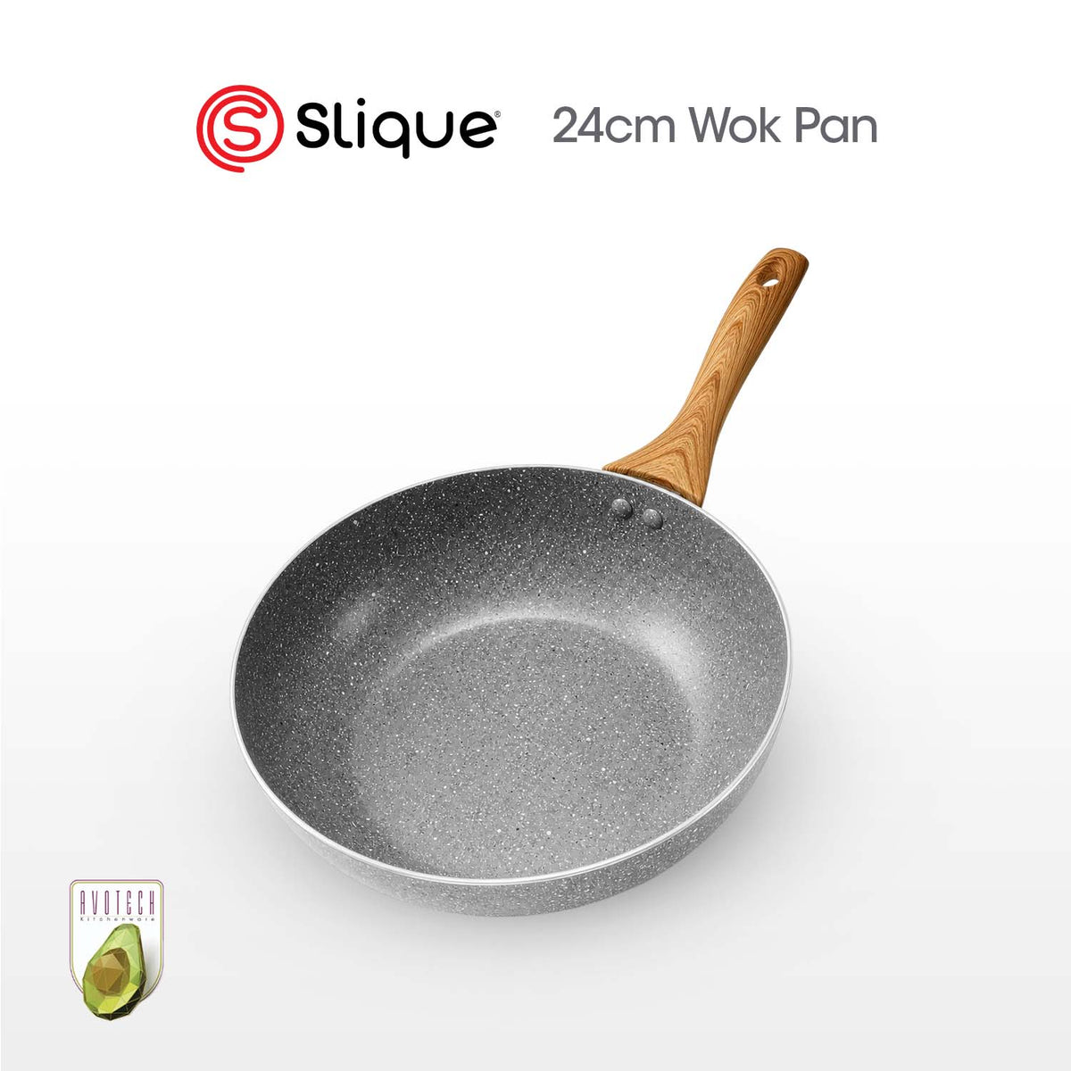 SLIQUE Avotech Marble Non-Stick Cookware – Fry Pan, Saucepan & Dutch Oven (16–28cm) | Induction Base | Scratch-Resistant Coating