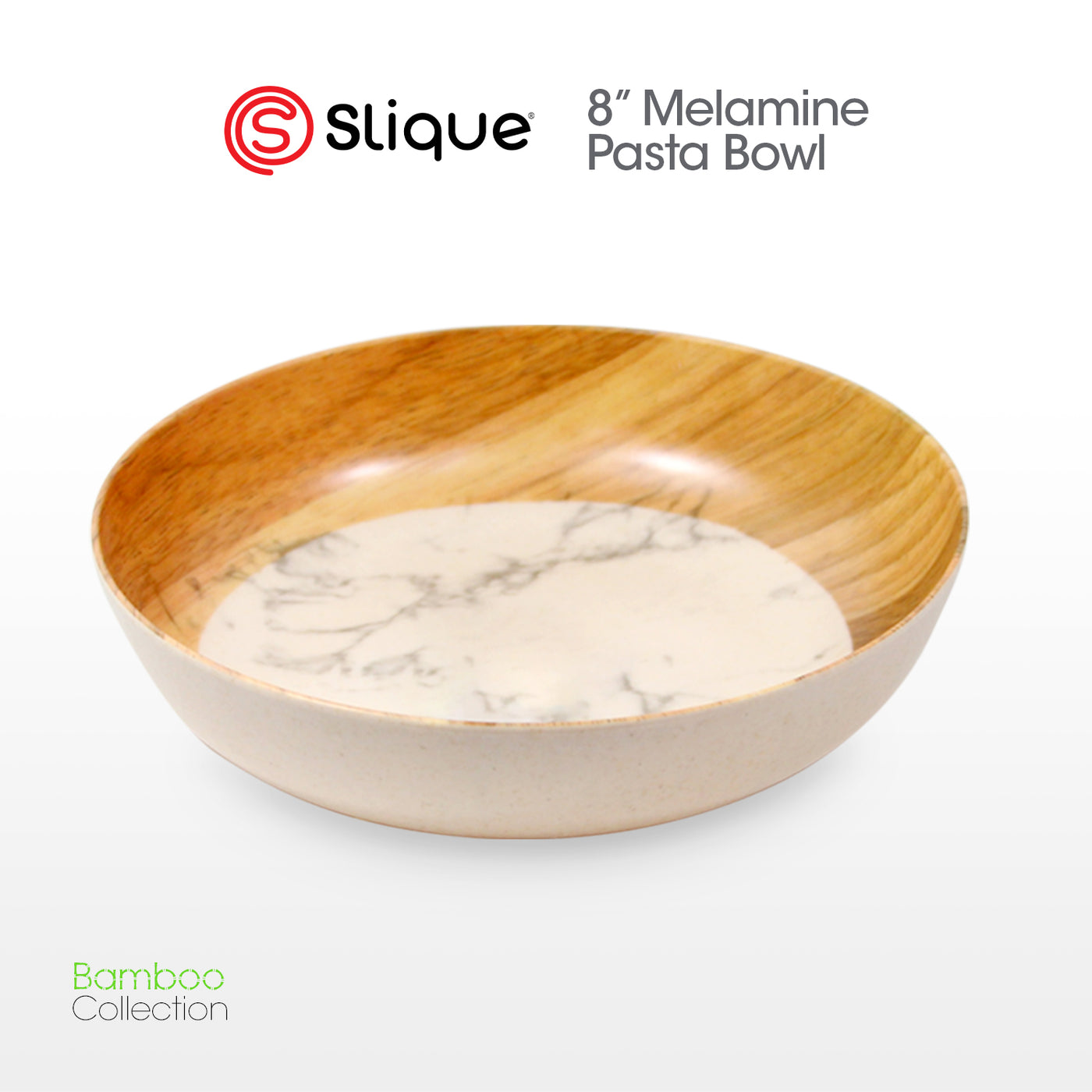 SLIQUE Premium Melamine Dinner Plate , Dessert Plate, Serving Plate, Tidbit Bowl, Sauce Dish, Pasta Bowl, Rice Spoon, Soup ladle - Bamboo Collection