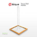 SLIQUE Premium Tissue Roll Holder 18x18x30cm Bamboo Metal Wire Organizer
