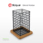 SLIQUE Premium Utensil Holder 12x12x16cm Bamboo Metal Wire Organizer