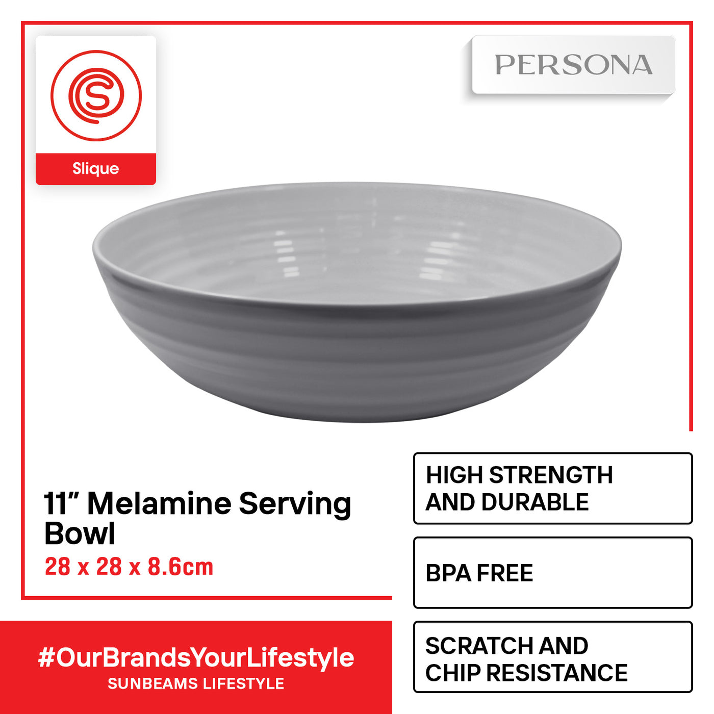 SLIQUE Premium Melamine Dinner Plate, Serving Plate, Dessert Plate, Bowl, Serving Bowl, Deep Bowl, Sauce Dish, Tumbler, Rice Spoon, Soup Ladle - Persona Collection | Ripple Design | Dinnerware Sets
