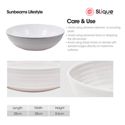 SLIQUE Premium Melamine Dinner Plate, Serving Plate, Dessert Plate, Bowl, Serving Bowl, Deep Bowl, Sauce Dish, Tumbler, Rice Spoon, Soup Ladle - Persona Collection | Ripple Design | Dinnerware Sets