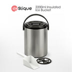 SLIQUE Premium Insulated Ice Bucket w/ Tong 2200ml (Silver)