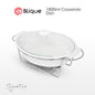 SLIQUE Premium Oval Ceramic Casserole Serving Dish with Tempered Glass Lid 1L/1.8L/2.6L
