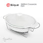 SLIQUE Premium Oval Ceramic Casserole Serving Dish with Tempered Glass Lid 1L/1.8L/2.6L