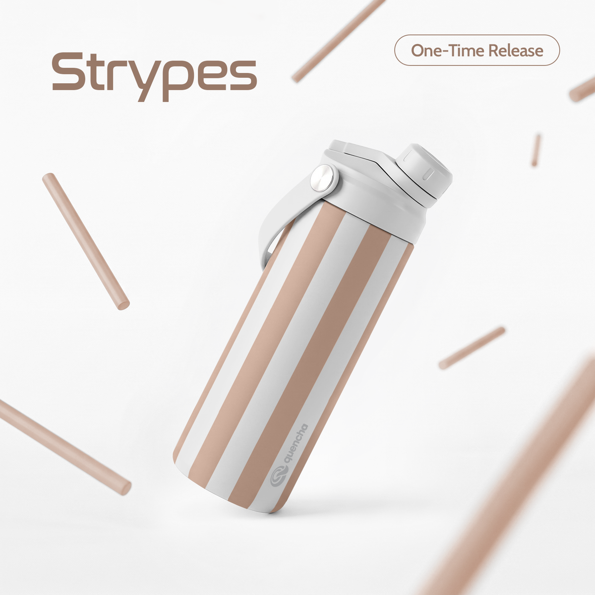 QUENCHA 18.5oz Strypes Limited Edition Vacuum Insulated Stainless Steel Drinking Water Bottle