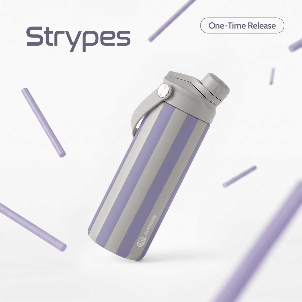 QUENCHA 18.5oz Strypes Limited Edition Vacuum Insulated Stainless Steel Drinking Water Bottle