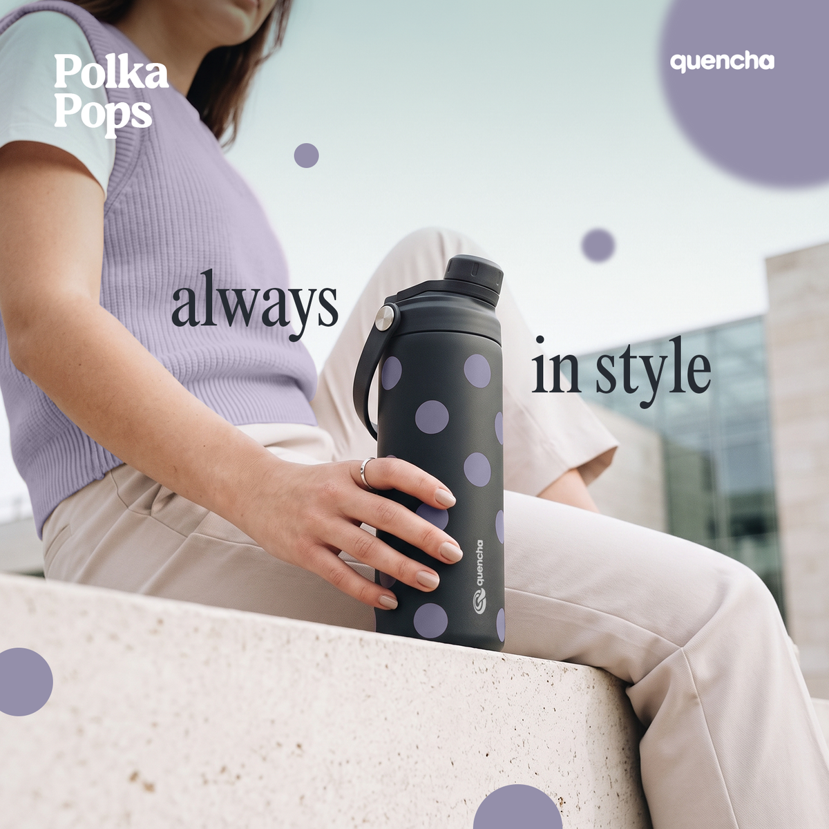QUENCHA 18.5oz Polka Pops Limited Edition Vacuum Insulated Stainless Steel Drinking Water Bottle