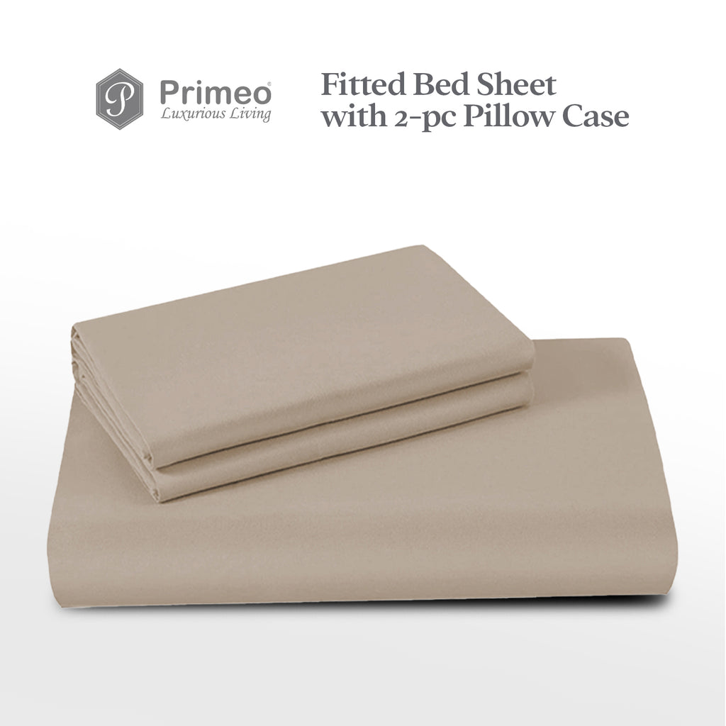 PRIMEO Bedsheet w/ 2 Pillow Case Queen Size Set of 3