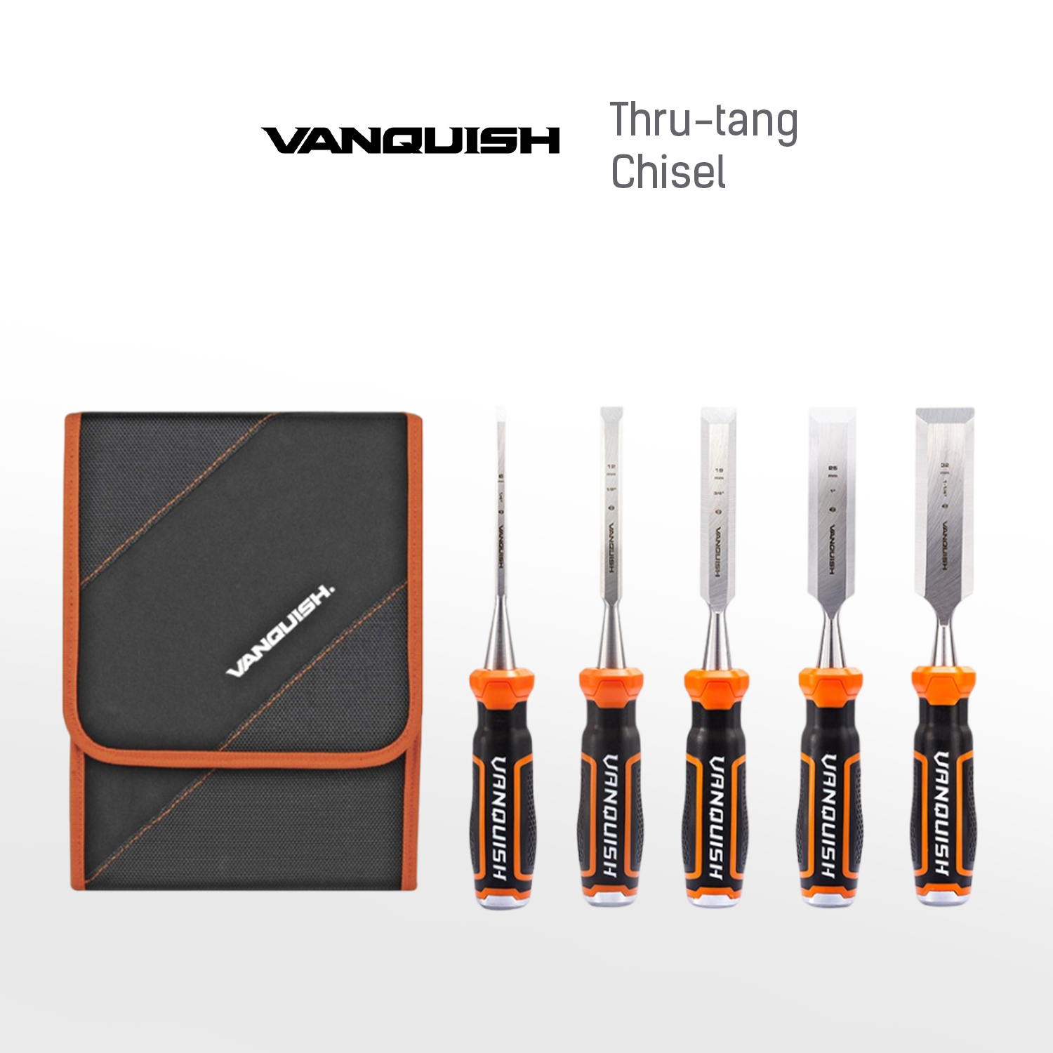 VANQUISH Premium Wood Chisel | Heavy Duty | Professional High Impact Set of 5