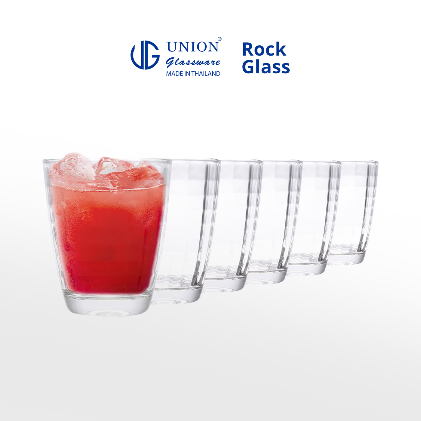 UNION GLASS Thailand Premium Clear Rock Glass Water 265ml Set of 6