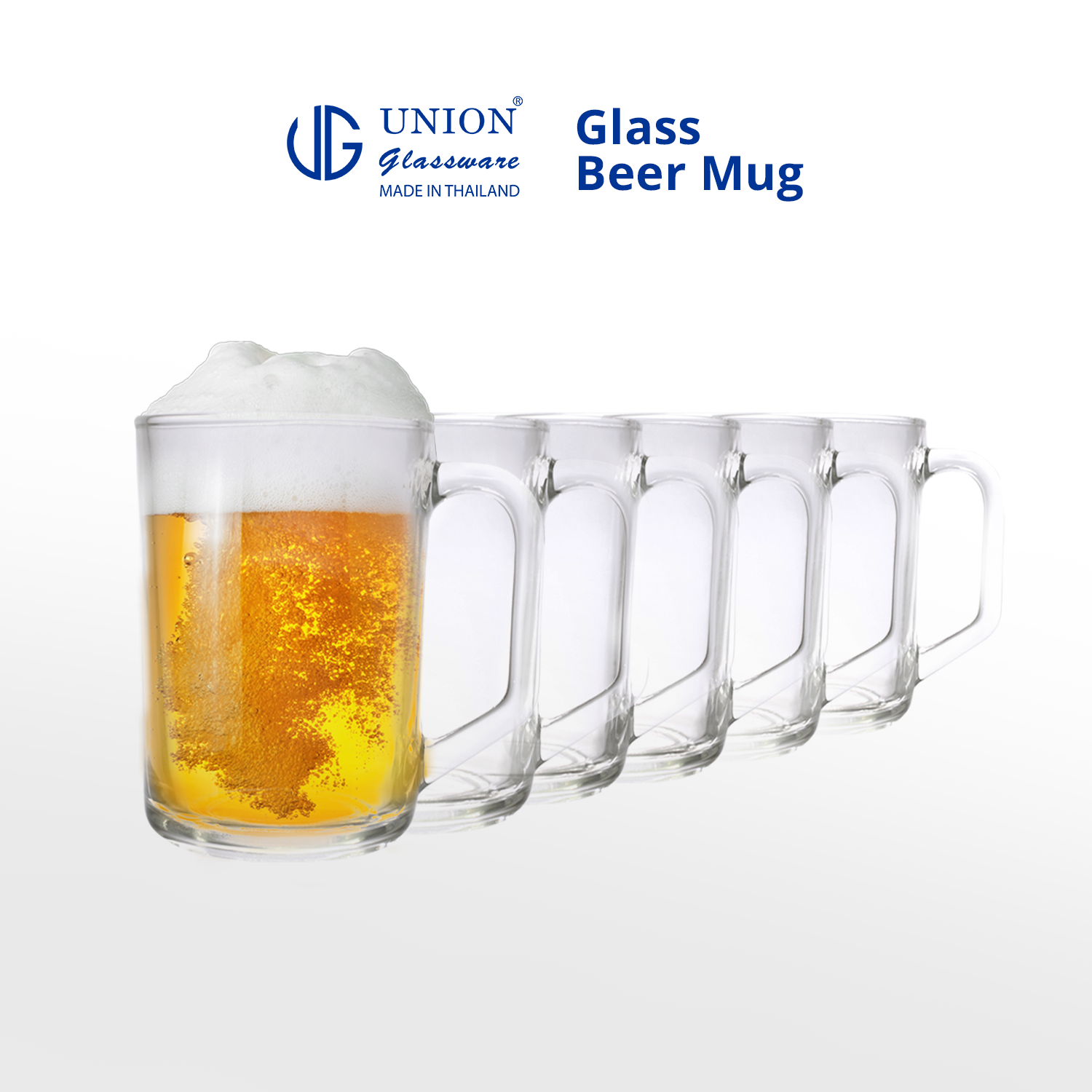 UNION GLASS Thailand Premium Clear Glass Beer Mug  Beer Lovers 440ml Set of 6