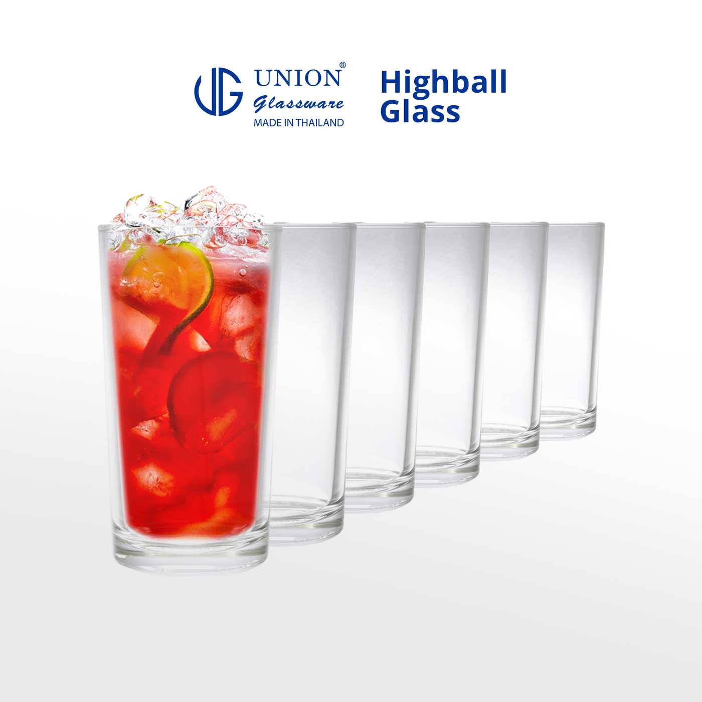 UNION GLASS Thailand Premium Clear Glass Highball Glass 255ml Set of 6